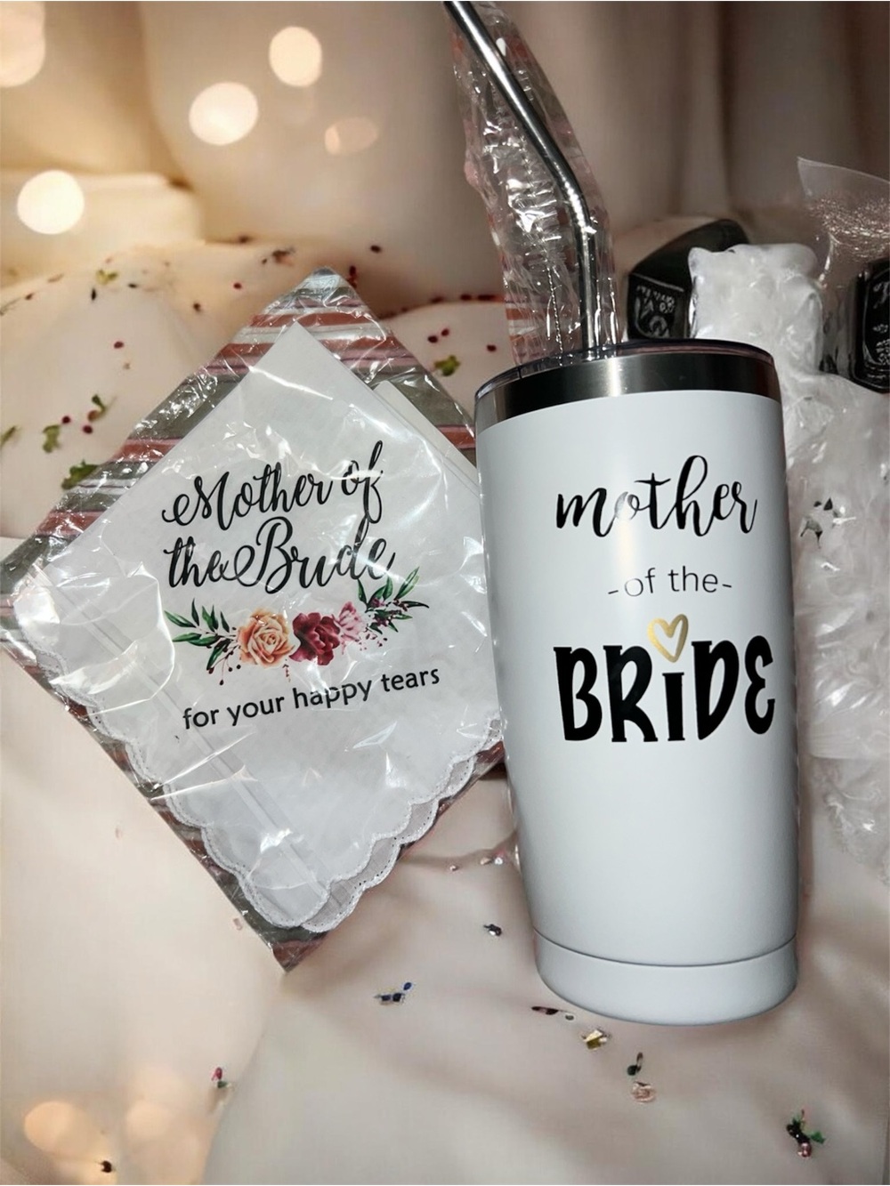 Mother of the bride bundle-insulated tumbler & handkerchief